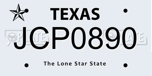 JCP0890 Texas License Plate