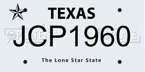 JCP1960 Texas License Plate
