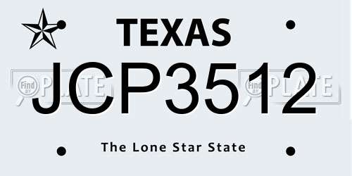 JCP3512 Texas License Plate