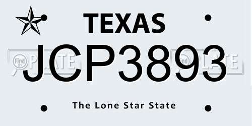 JCP3893 Texas License Plate