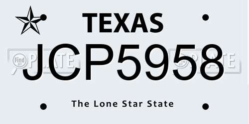 JCP5958 Texas License Plate