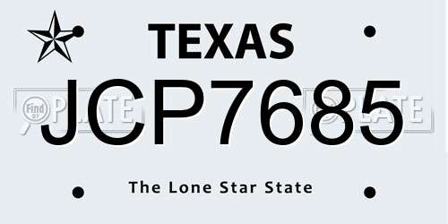 JCP7685 Texas License Plate