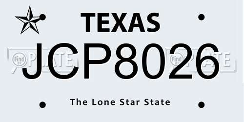 JCP8026 Texas License Plate