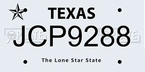 JCP9288 Texas License Plate