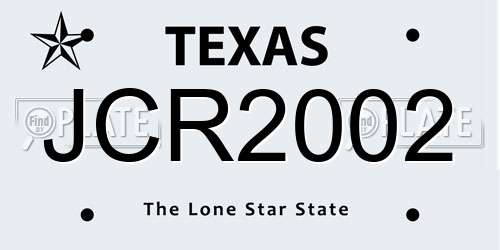 JCR2002 Texas License Plate