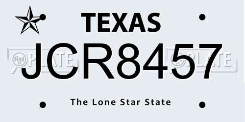 JCR8457 Texas License Plate