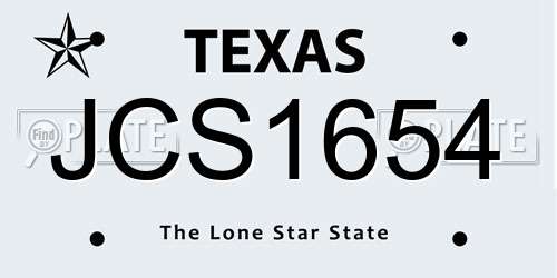 JCS1654 Texas License Plate