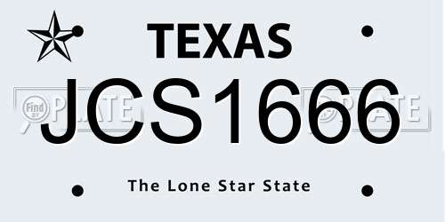 JCS1666 Texas License Plate
