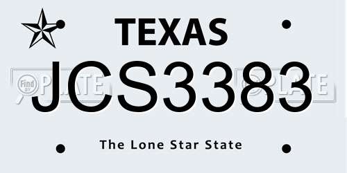 JCS3383 Texas License Plate
