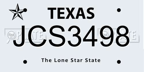 JCS3498 Texas License Plate