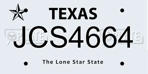 JCS4664 Texas License Plate