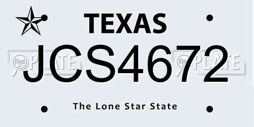 JCS4672 Texas License Plate