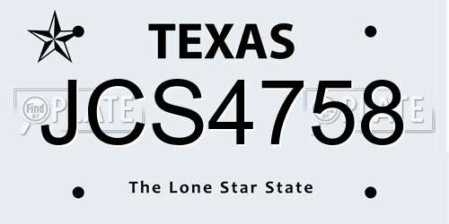 JCS4758 Texas License Plate