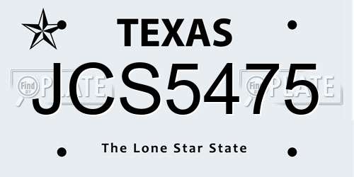 JCS5475 Texas License Plate