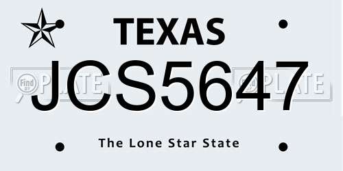 JCS5647 Texas License Plate