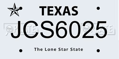 JCS6025 Texas License Plate