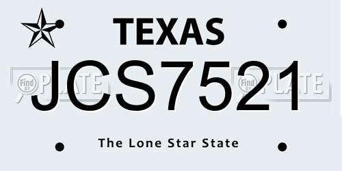 JCS7521 Texas License Plate