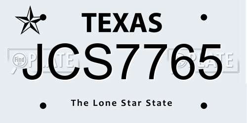 JCS7765 Texas License Plate