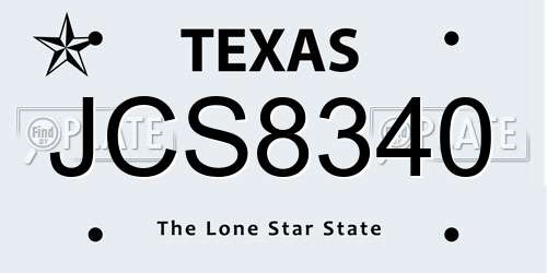 JCS8340 Texas License Plate