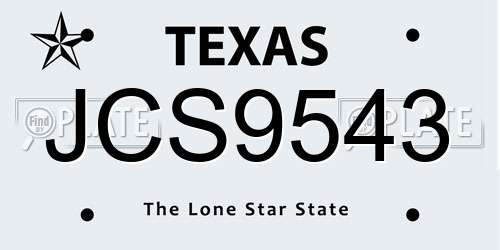 JCS9543 Texas License Plate
