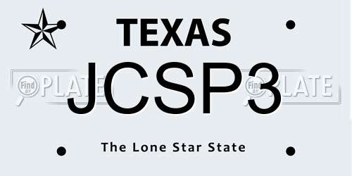 JCSP3 Texas License Plate