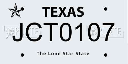JCT0107 Texas License Plate