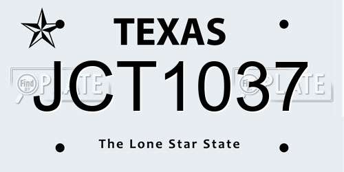 JCT1037 Texas License Plate