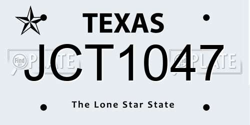 JCT1047 Texas License Plate