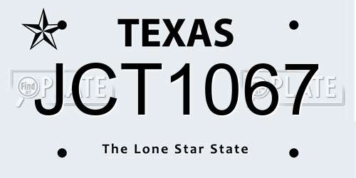 JCT1067 Texas License Plate