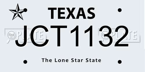JCT1132 Texas License Plate