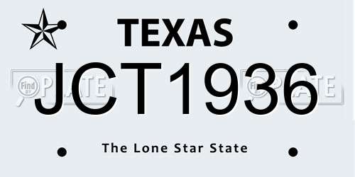 JCT1936 Texas License Plate