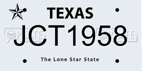 JCT1958 Texas License Plate