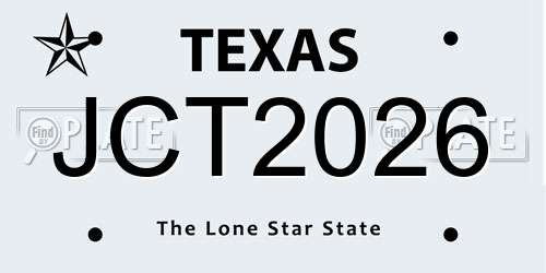 JCT2026 Texas License Plate