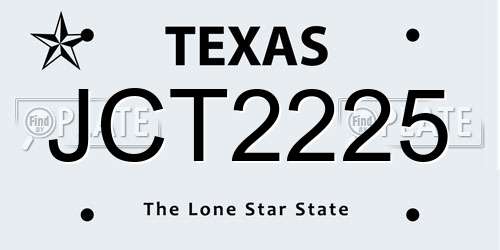 JCT2225 Texas License Plate