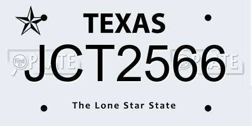 JCT2566 Texas License Plate