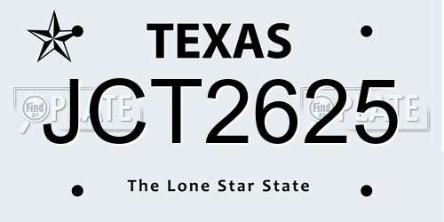 JCT2625 Texas License Plate