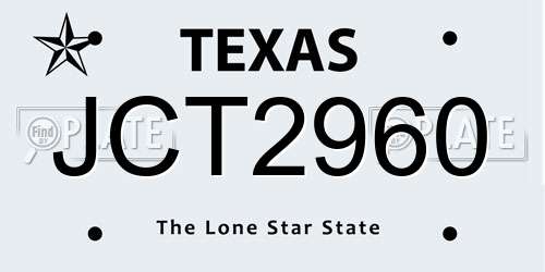 JCT2960 Texas License Plate