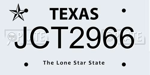 JCT2966 Texas License Plate