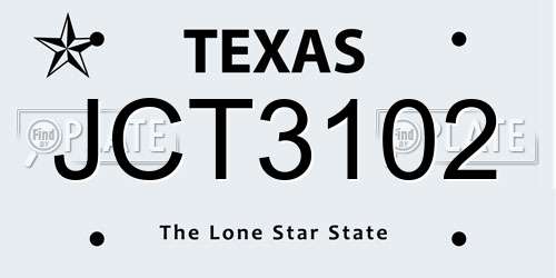JCT3102 Texas License Plate