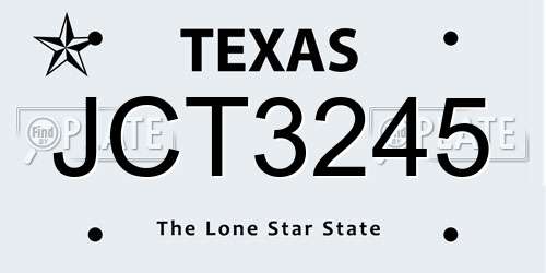 JCT3245 Texas License Plate