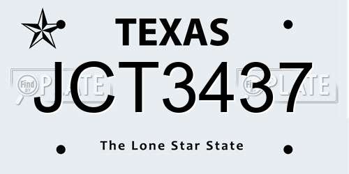 JCT3437 Texas License Plate
