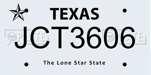 JCT3606 Texas License Plate