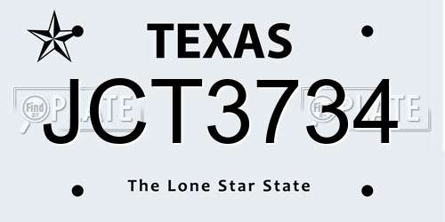 JCT3734 Texas License Plate