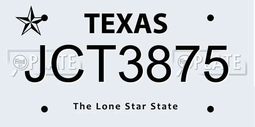 JCT3875 Texas License Plate