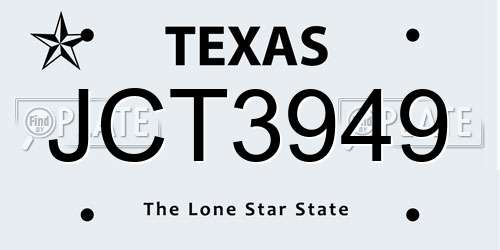 JCT3949 Texas License Plate