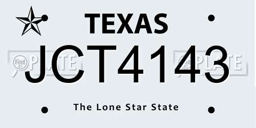 JCT4143 Texas License Plate
