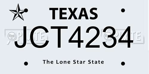 JCT4234 Texas License Plate