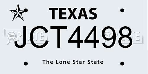 JCT4498 Texas License Plate