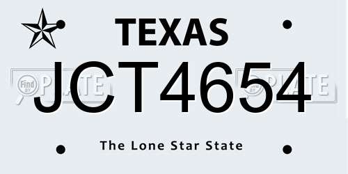 JCT4654 Texas License Plate