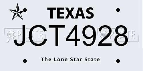 JCT4928 Texas License Plate